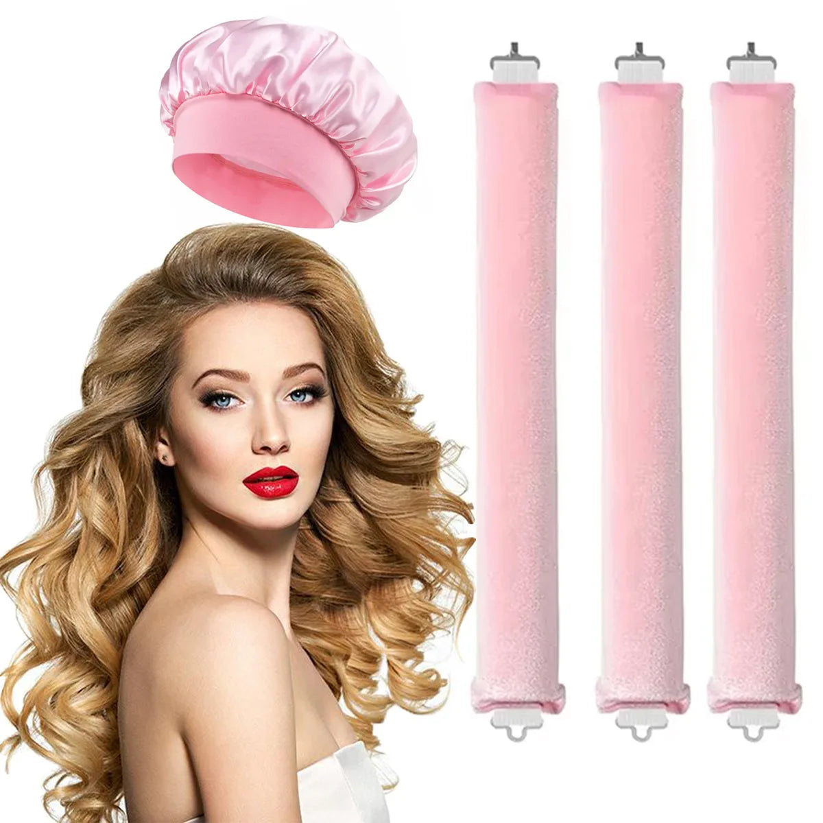 Deluxe Overnight Heatless Curl Kit - 3pc or 4pc + Satin Sleeping Cap
