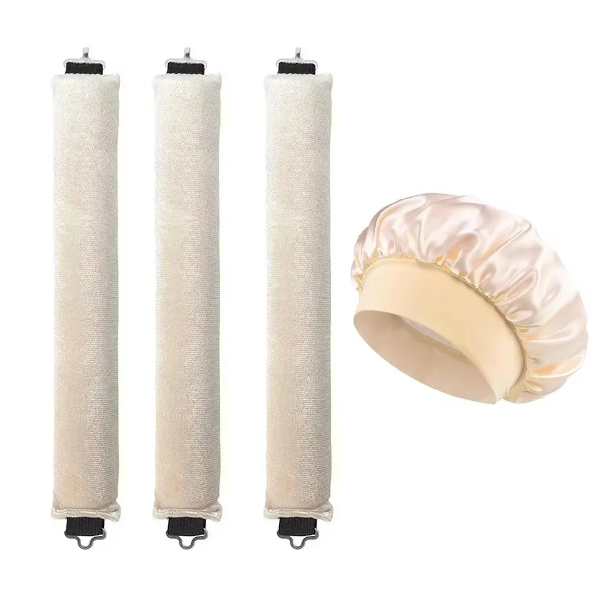 Deluxe Overnight Heatless Curl Kit - 3pc or 4pc + Satin Sleeping Cap 